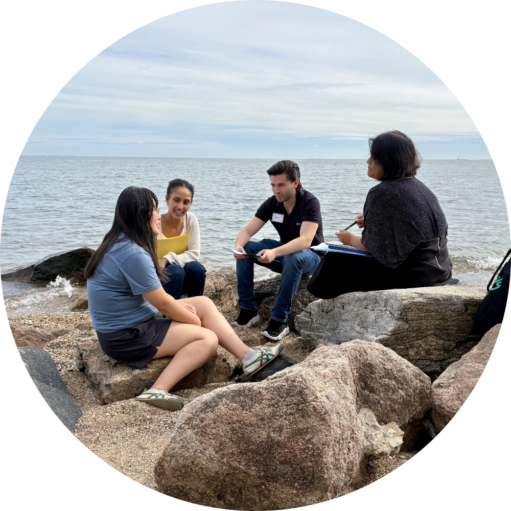 Students engaging in a small group during fall retreat. 
