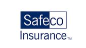 The safeco insurance logo is blue and white on a white background.