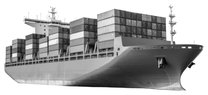 Cargo ship carrying shipping containers.