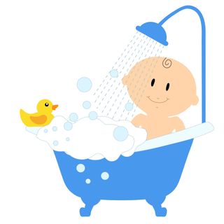 Baby in Clawfoot Tub Cartoon