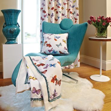 butterfly print curtains and cushions