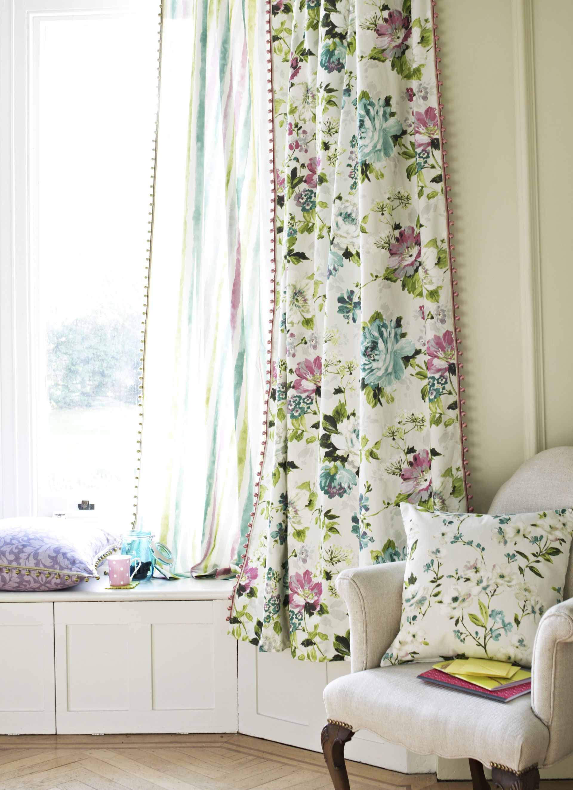 floral print curtains