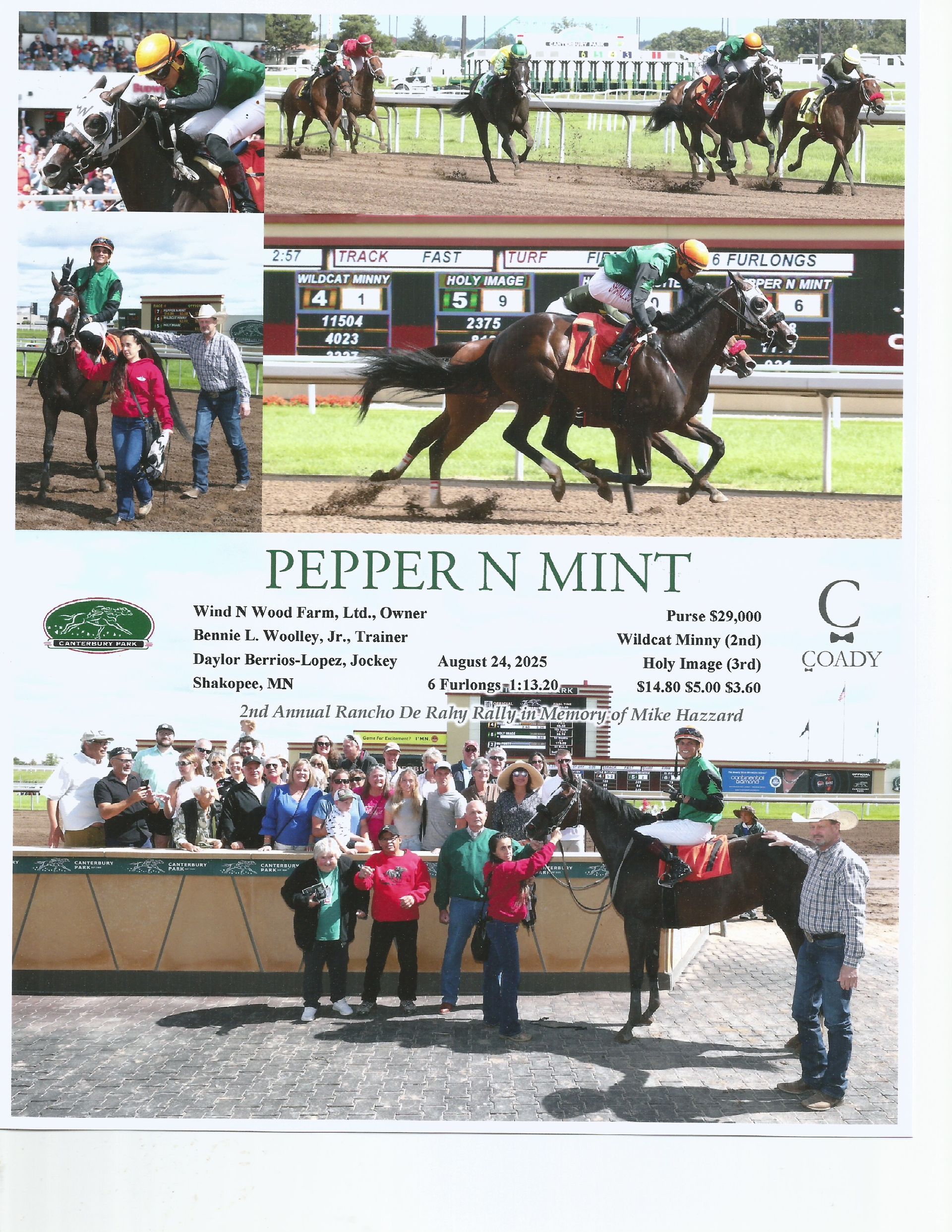 Pepper N Mint won at Canterbury on 8/25/25.