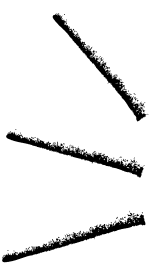 Three black diagonal lines, each varying in angle, with textured edges.