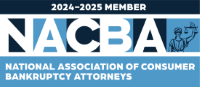 Logo for the National Association of Consumer Bankruptcy Attorneys. Includes the letters NACBA, a scales of justice icon, and the years 2024-2025.