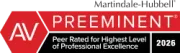 Martindale-Hubbell AV Preeminent logo for 2026, featuring text indicating peer-rated professional excellence.