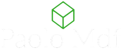 Logotipo cúbico con contorno verde centrado sobre un fondo blanco.