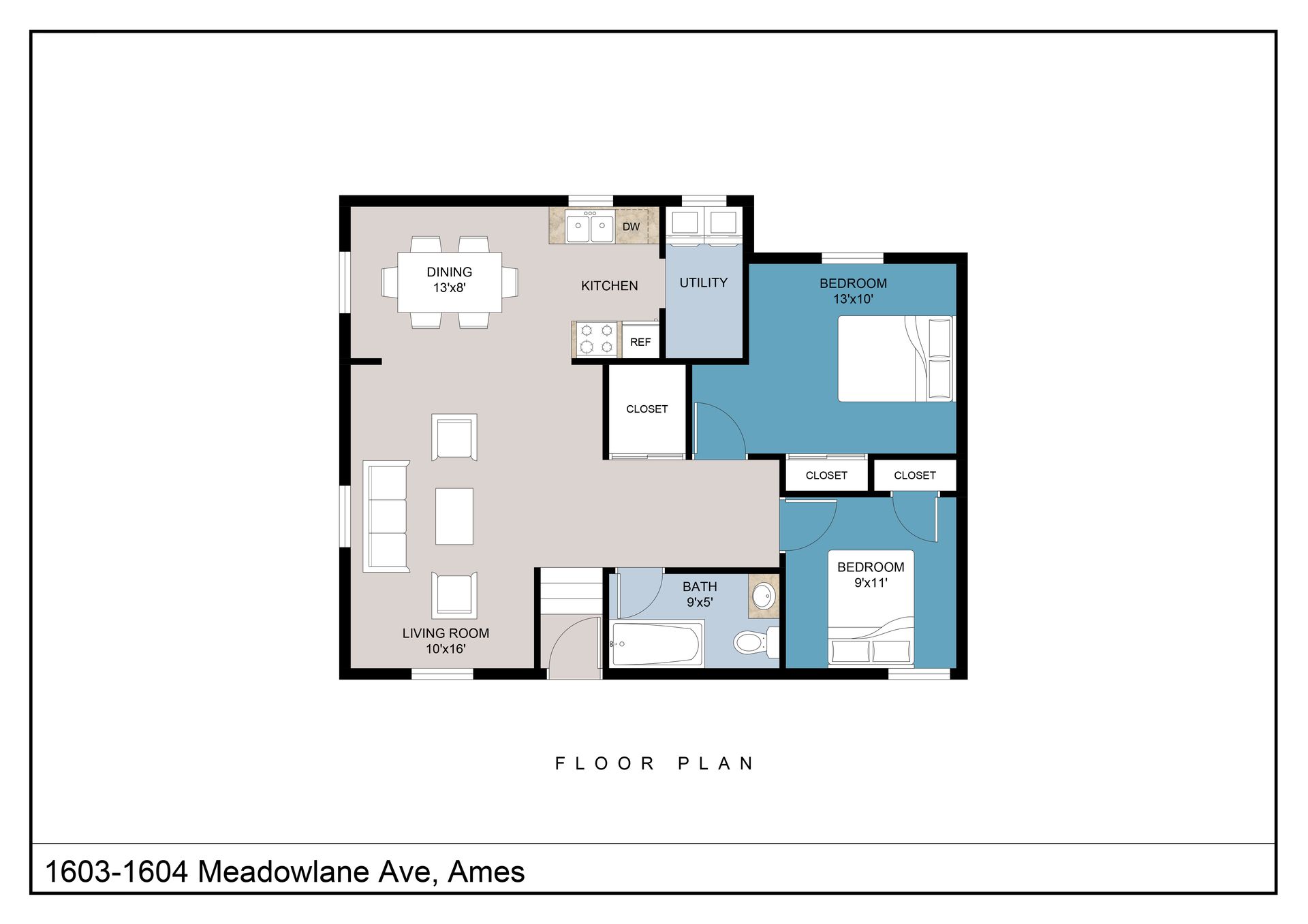 A floor plan of a house with a bedroom , living room , dining room , and bathroom.