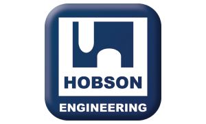 Logo for Hobson Engineering: blue square with white box and a stylized "H" inside, "HOBSON" and "ENGINEERING" below.