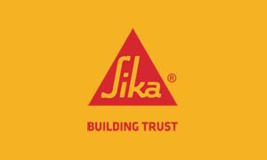 Sika logo: red triangle with "Sika" and tagline "Building Trust" on a yellow background.