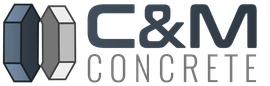 Logo for C&M Concrete with two geometric shapes and the company name.