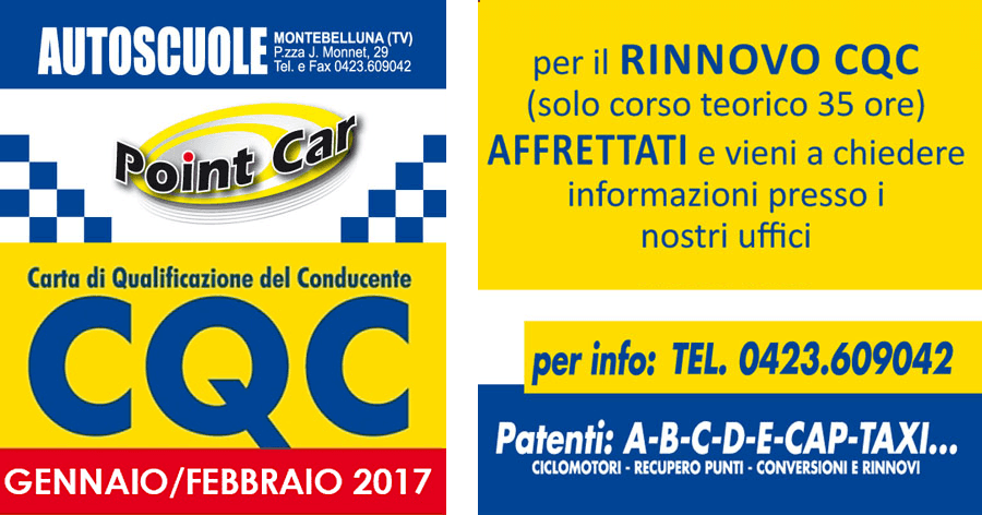 volantini dell'Autoscuola Point Car di Montebelluna