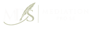 A logo featuring the letters "MDS" with a stylized feather quill, next to the word "MEDIATION" in a serif font.