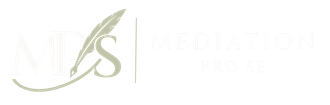 A logo featuring the letters "MDS" with a stylized feather quill, next to the word "MEDIATION" in a serif font.