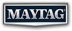 Maytag logo on a navy blue rectangle with a white border.