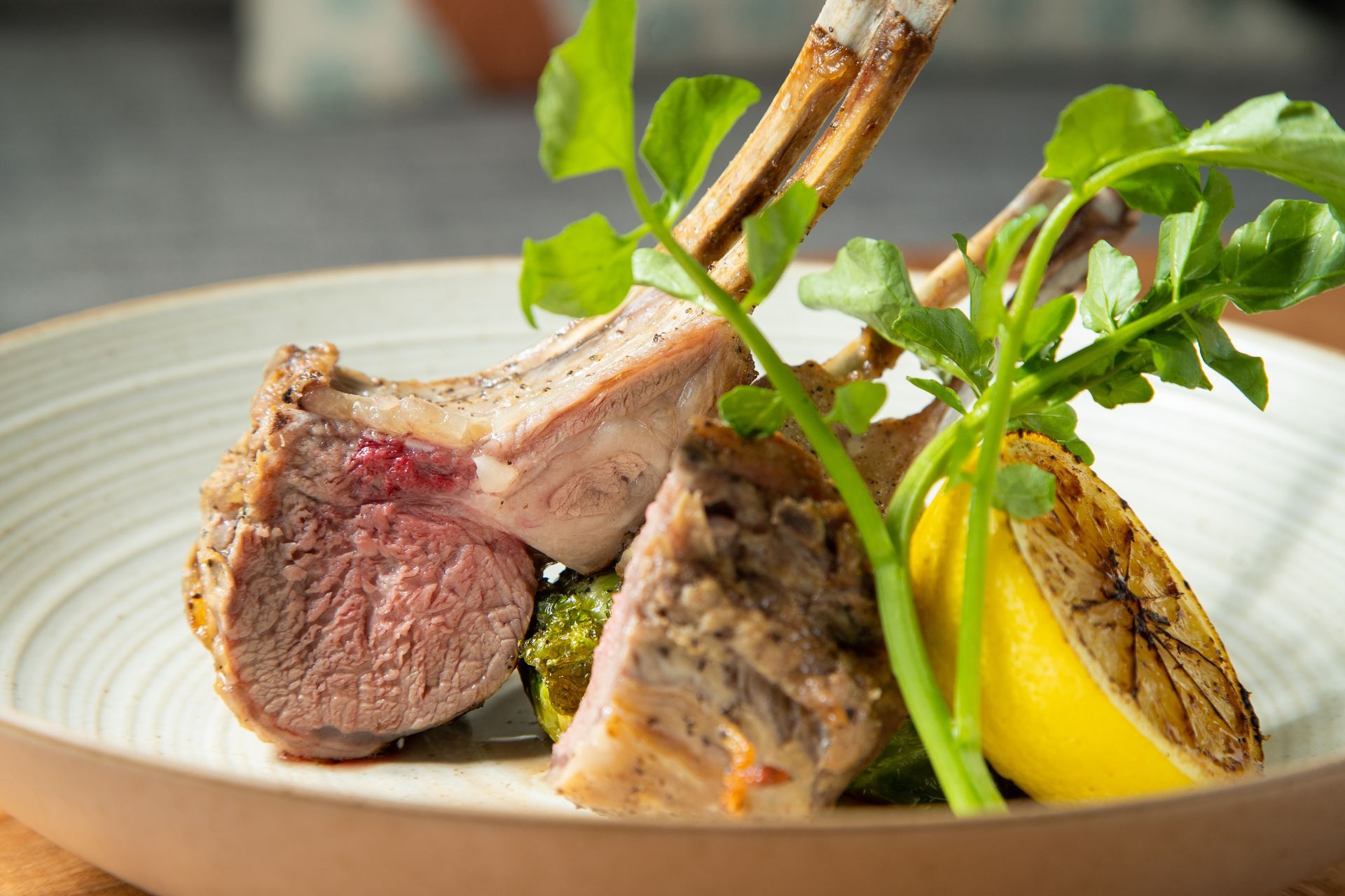 Lamb Rack Grill with Nuts Dukkha & Lilikoi Balsamic Sauce