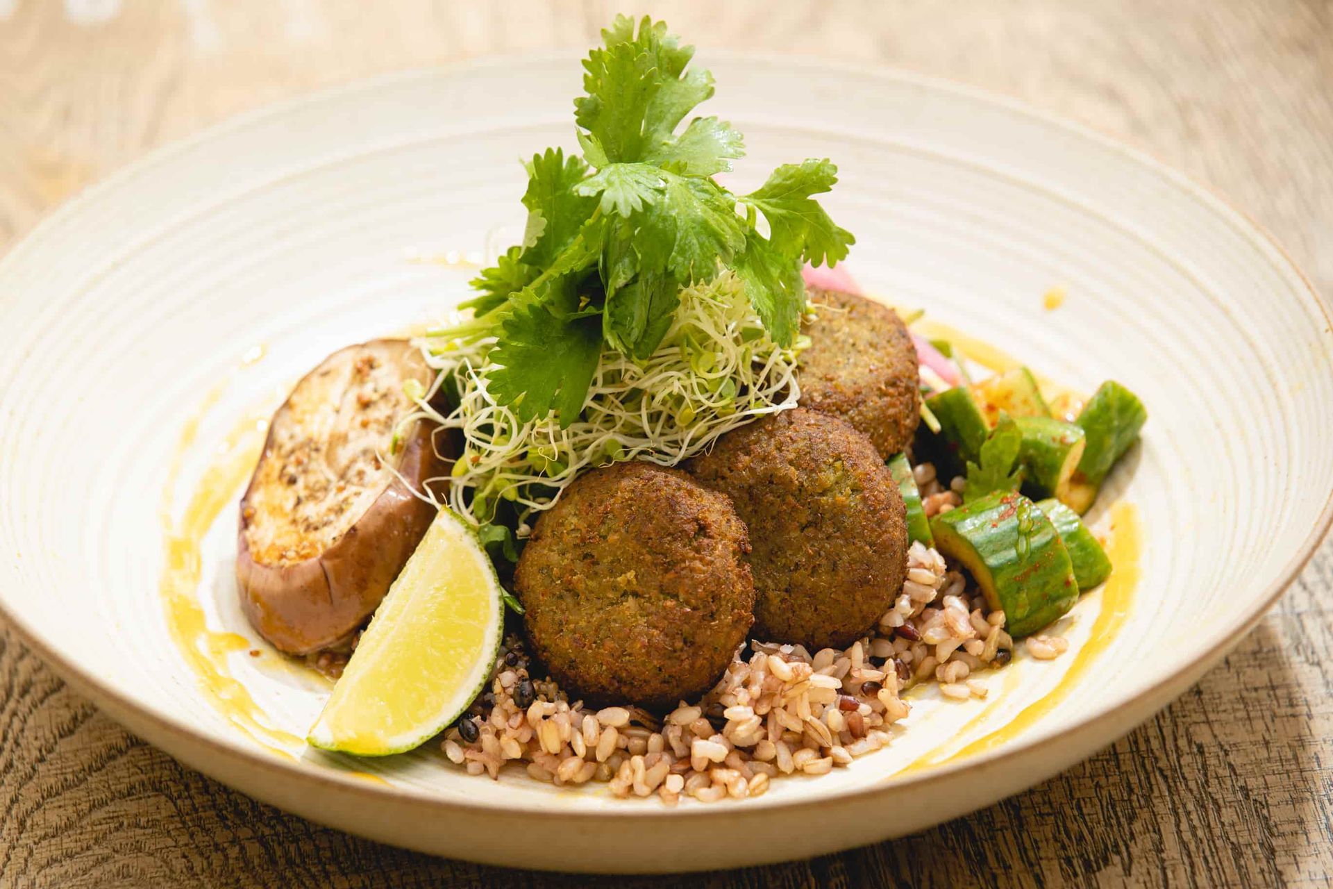 Organic Edamame Falafel Rice Bowl-Heavenly Island Lifestyle Hawaii Kai