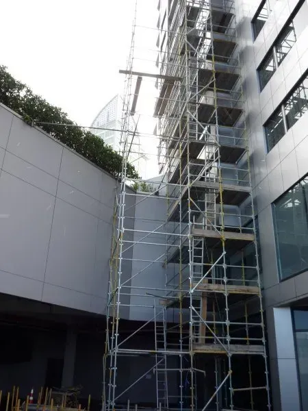 A large building with a lot of scaffolding around it