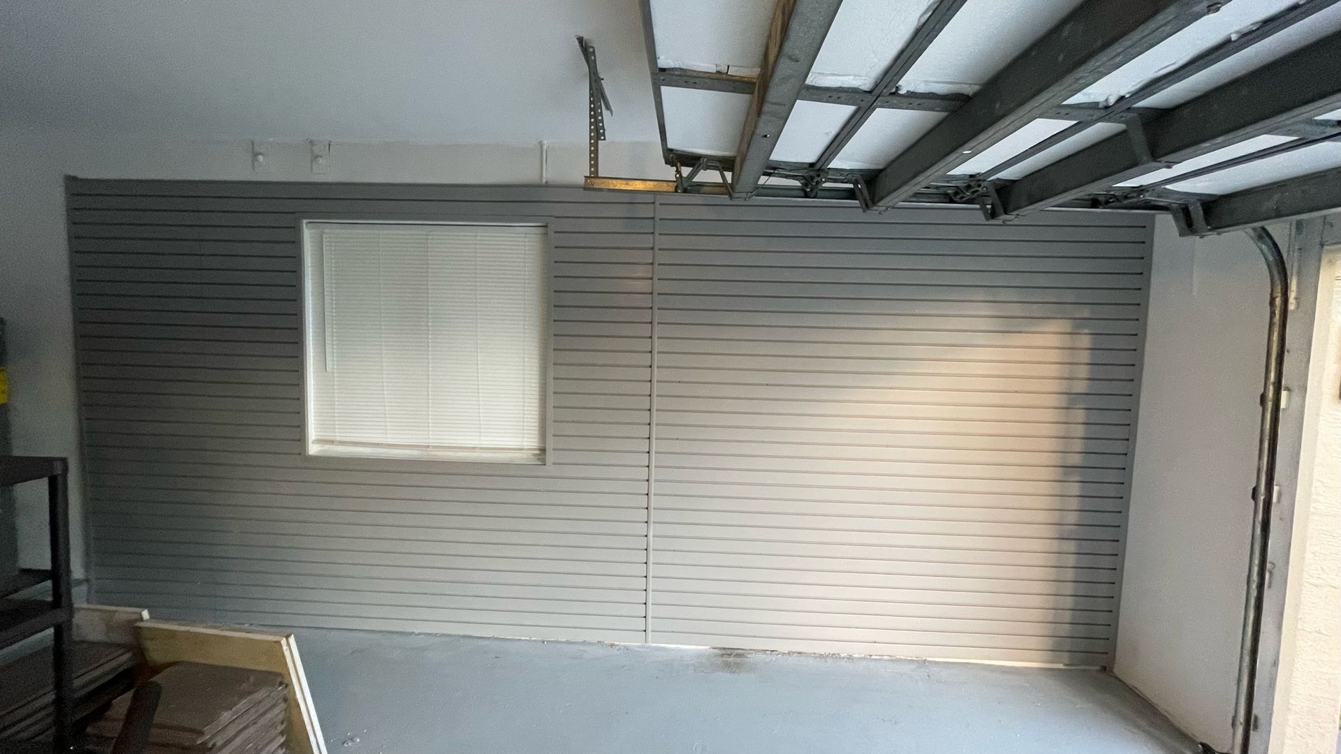 There is a window in the middle of the room.