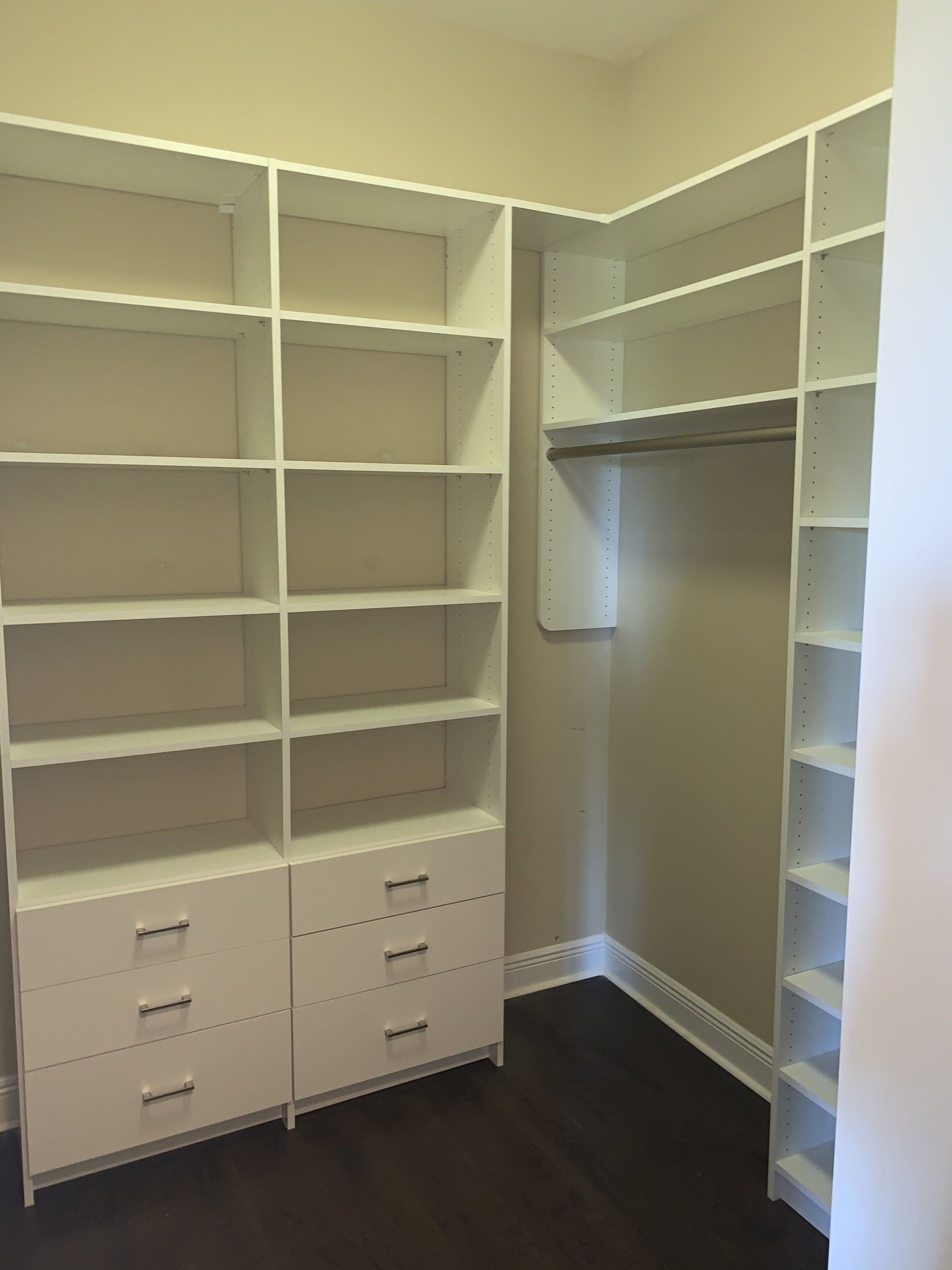 Corner Hanging Space and Shelving