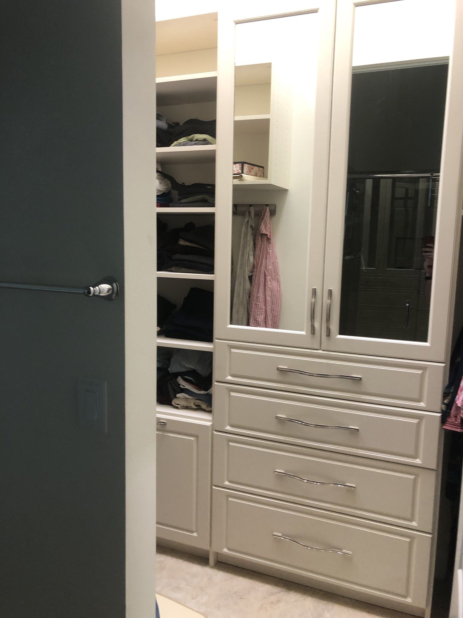 Custom Closet Cabinet with Mirror Door Inserts