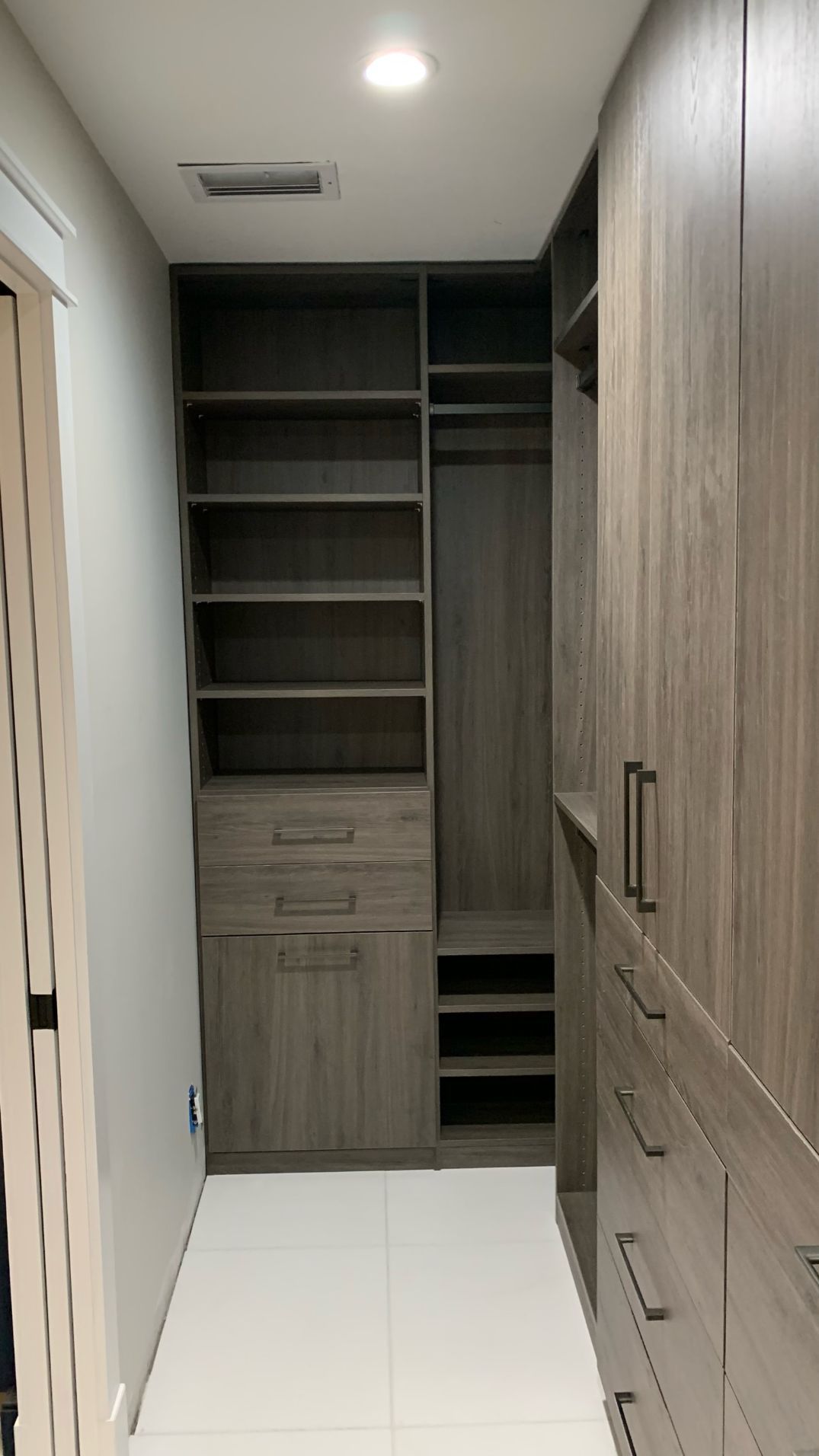 Custom Walk In Closet With Ash Finish