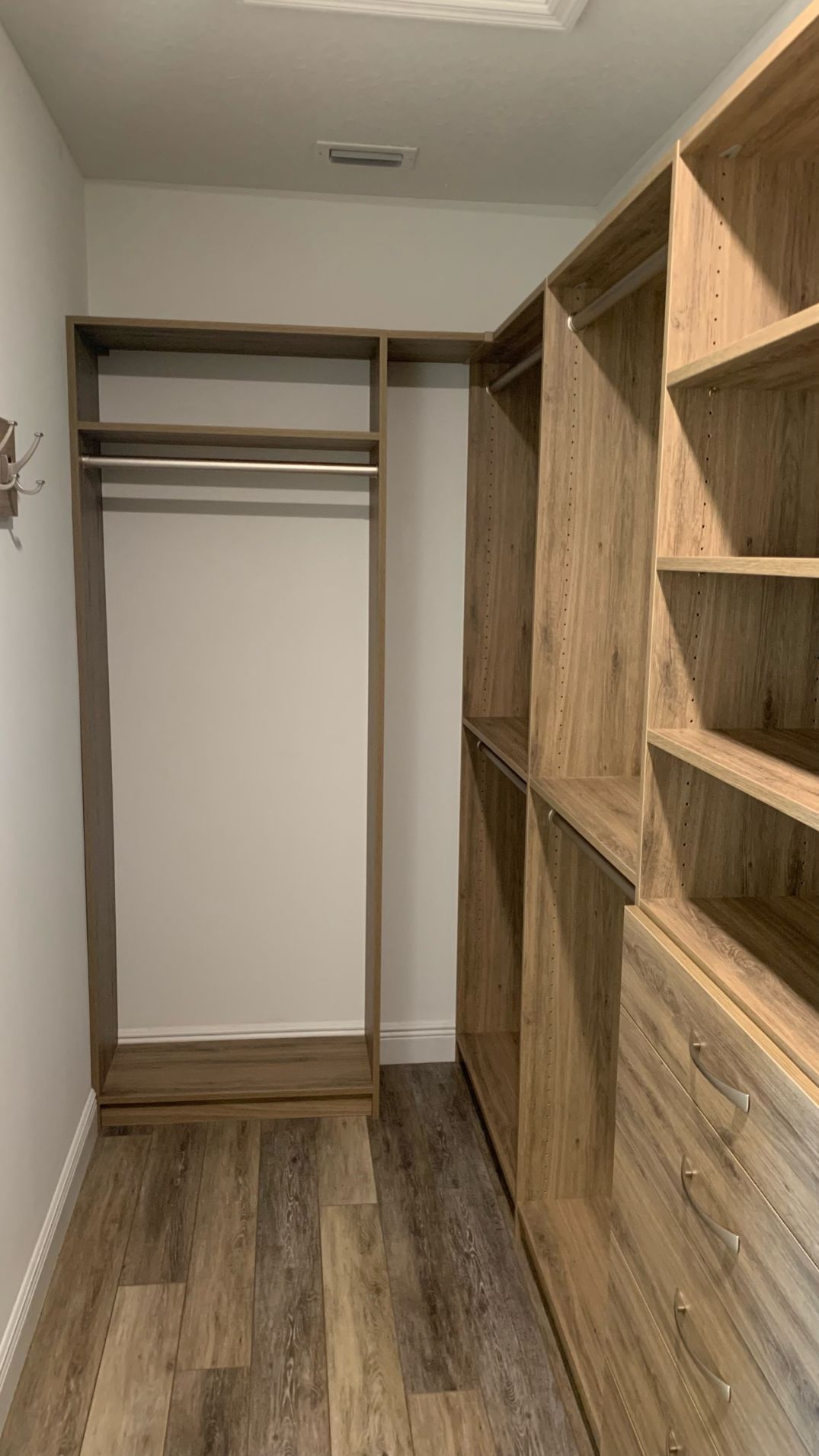 Custom Walk In Closet With Ash Finish