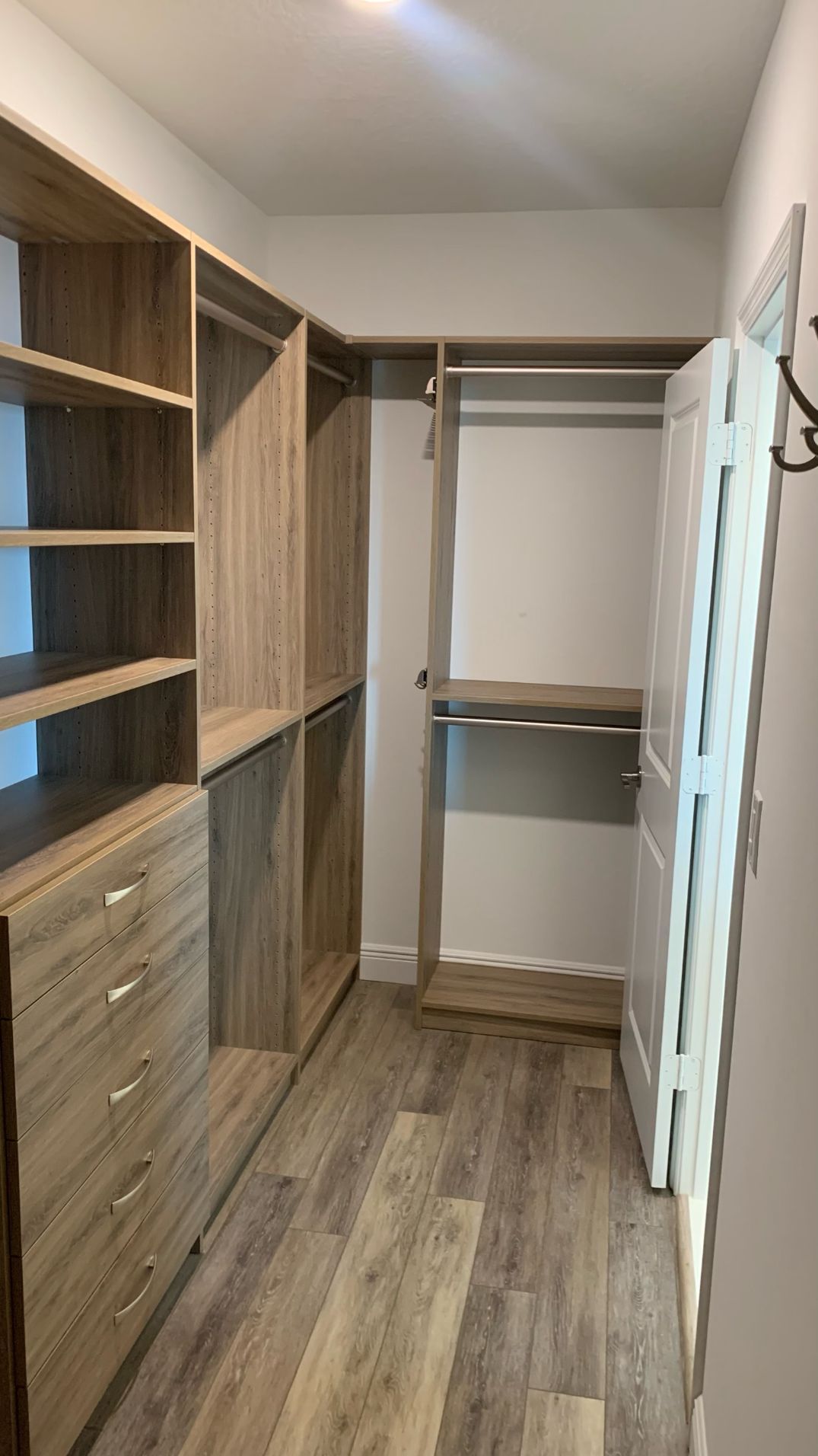 Custom Walk In Closet With Ash Finish