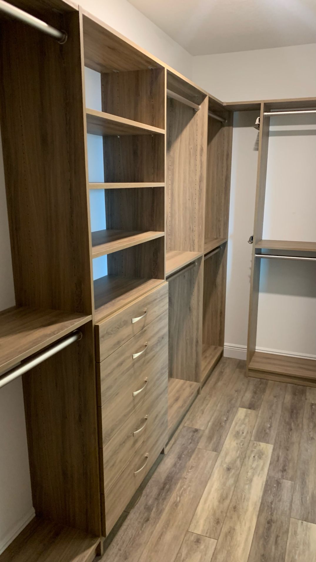 Custom Walk In Closet With Ash Finish