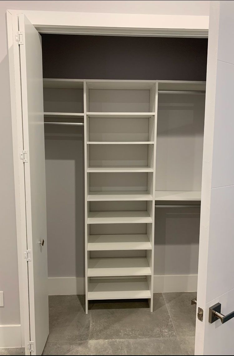 Small Walk In Closet with Custom Storage System