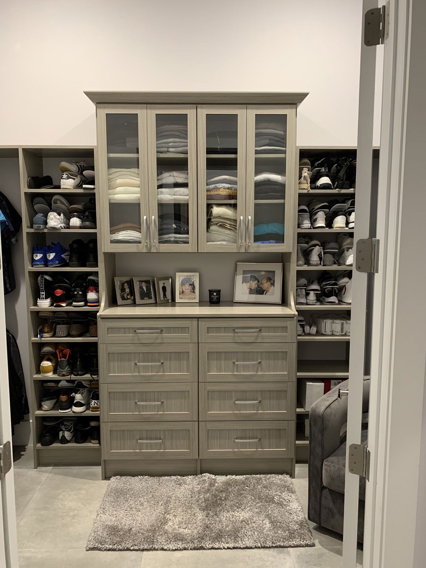 Custom Walk In Closet System with Double Hutch
