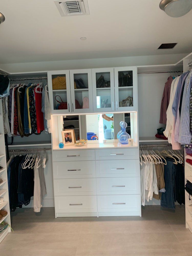 Custom Closet System with LED Lighting