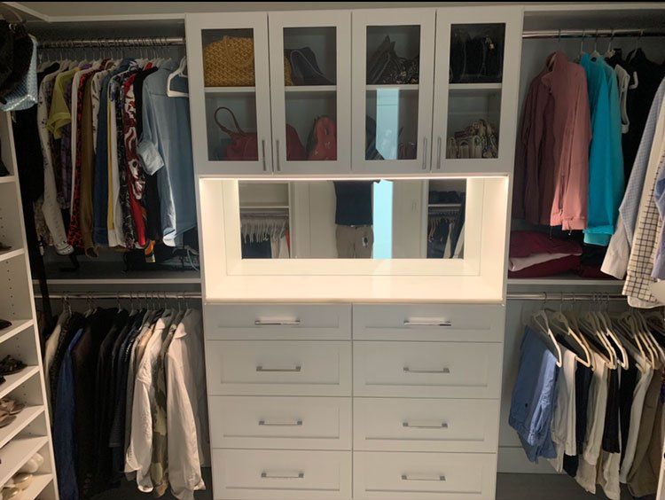 Custom Closet System with LED Lighting