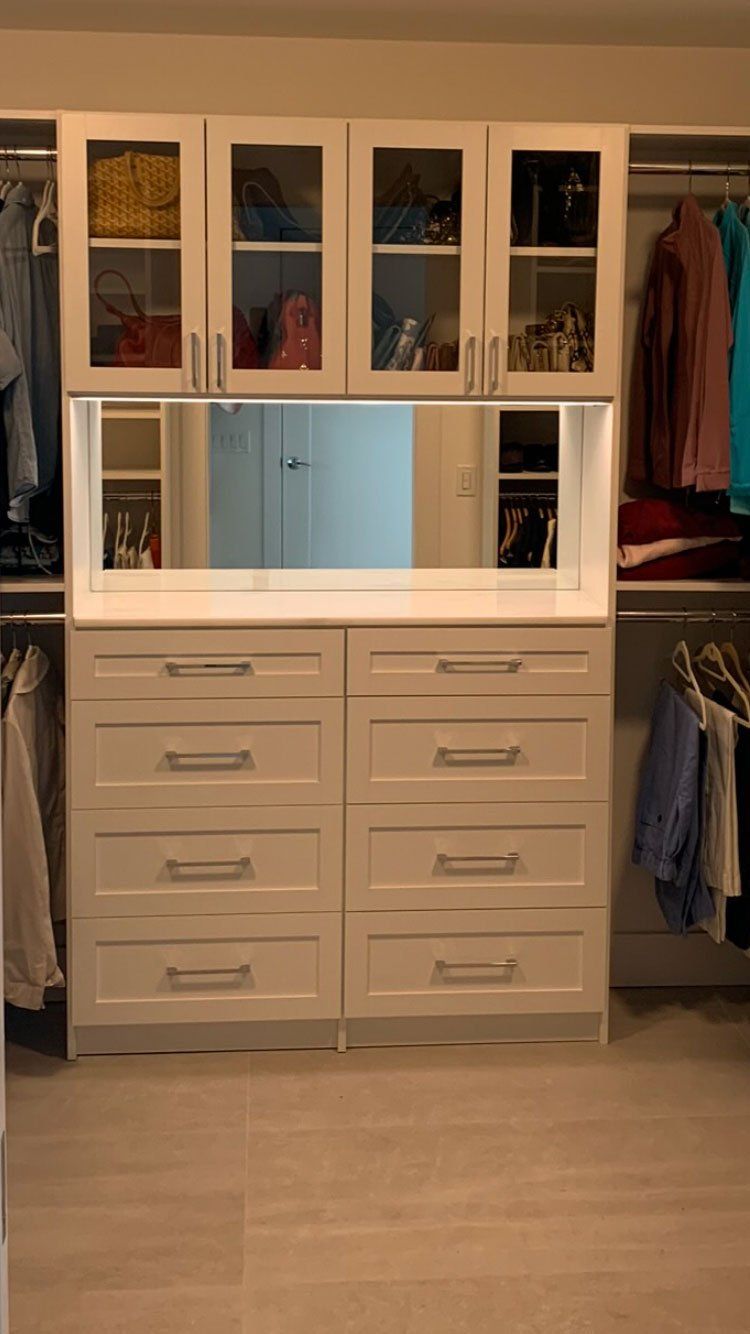 Custom Closet System with LED Lighting