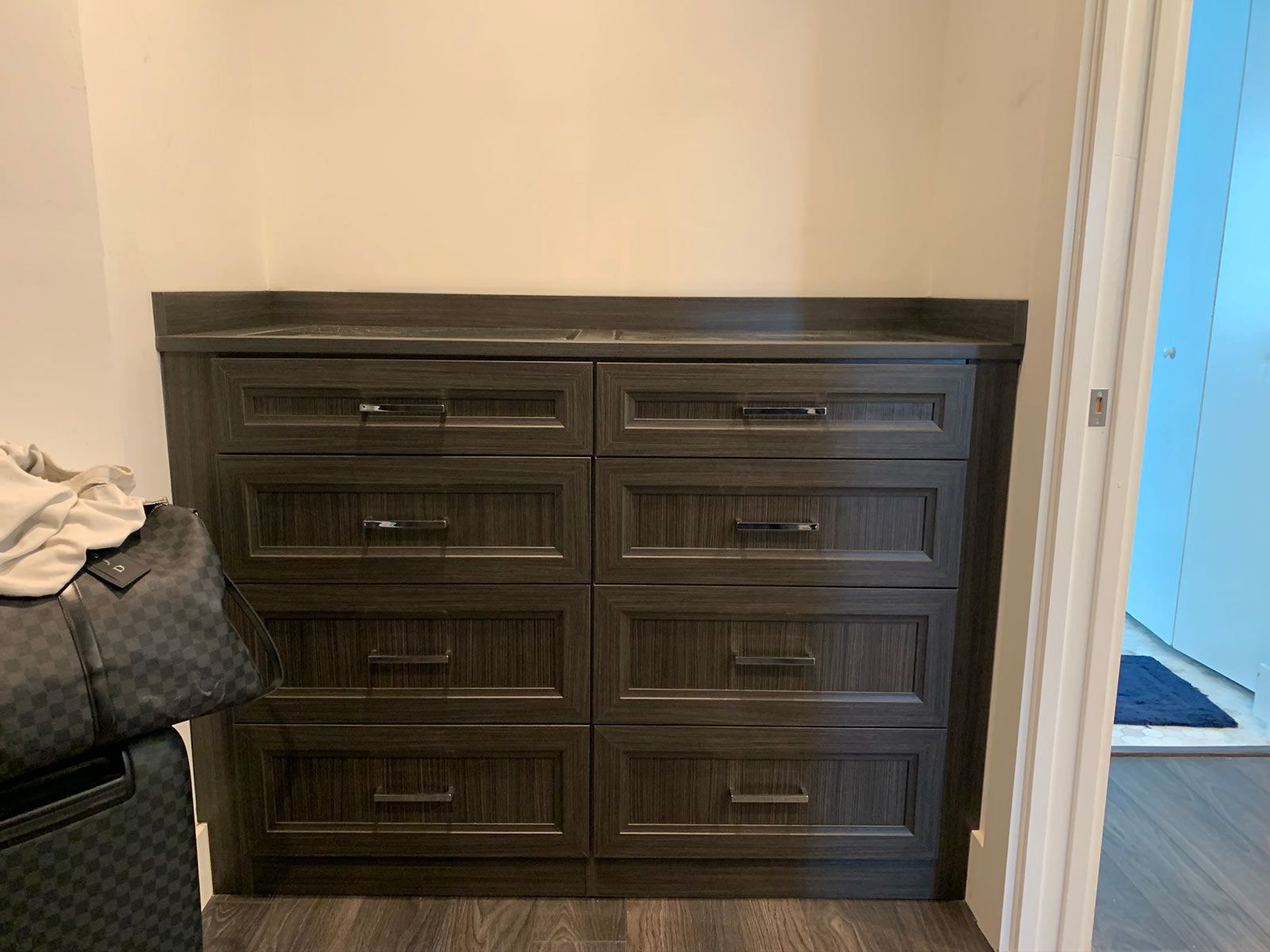 Licorice Color Chest of Drawers with Glass Countertop