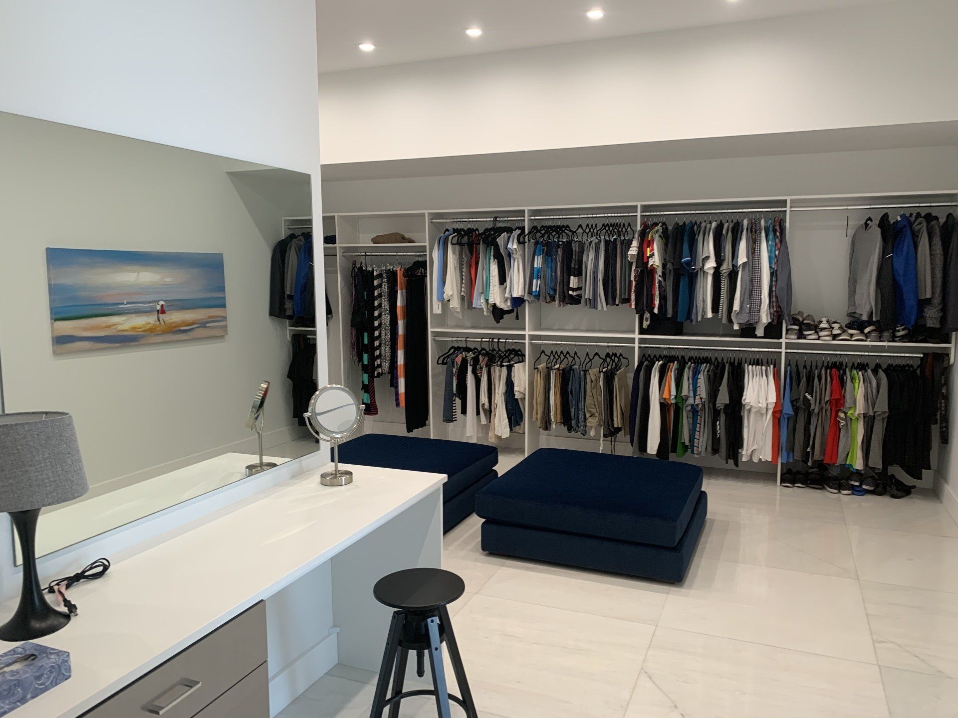 Walk In Closet System with Dual Vanity