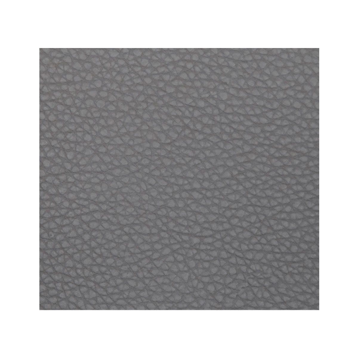 A close up of a gray leather texture on a white background.