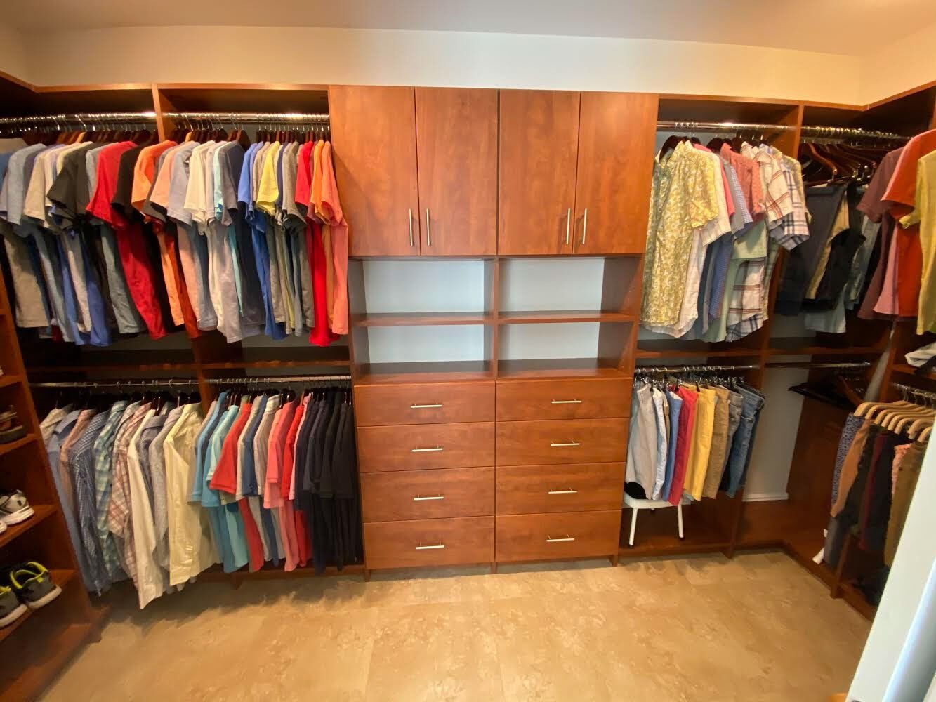 Warm Cognac Walk In Closet System
