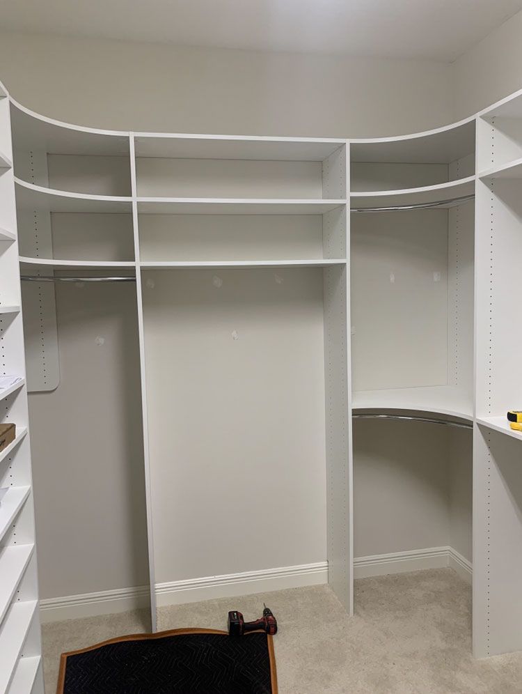 White Modern Style With Corner Hanging Sections (Some Before/during/after)