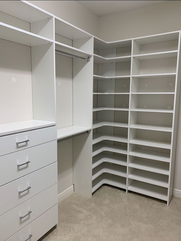 White Modern Style With Corner Hanging Sections (Some Before/during/after)