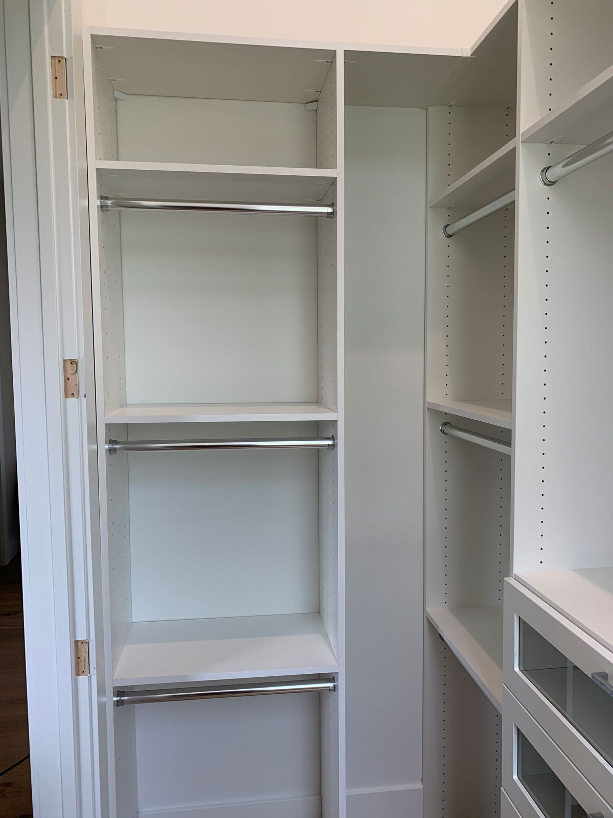 White Nursery Custom Closet System Installation