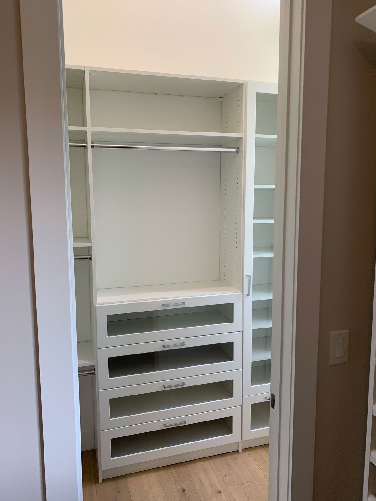 White Nursery Custom Closet System Installation