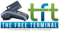 A logo for the free terminal with a credit card and a terminal