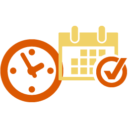 A clock and calendar icon