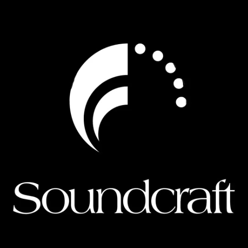 The soundcraft logo is white on a black background.