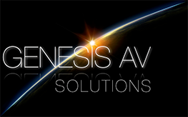 A logo for genesis av solutions shows the sun rising over the earth