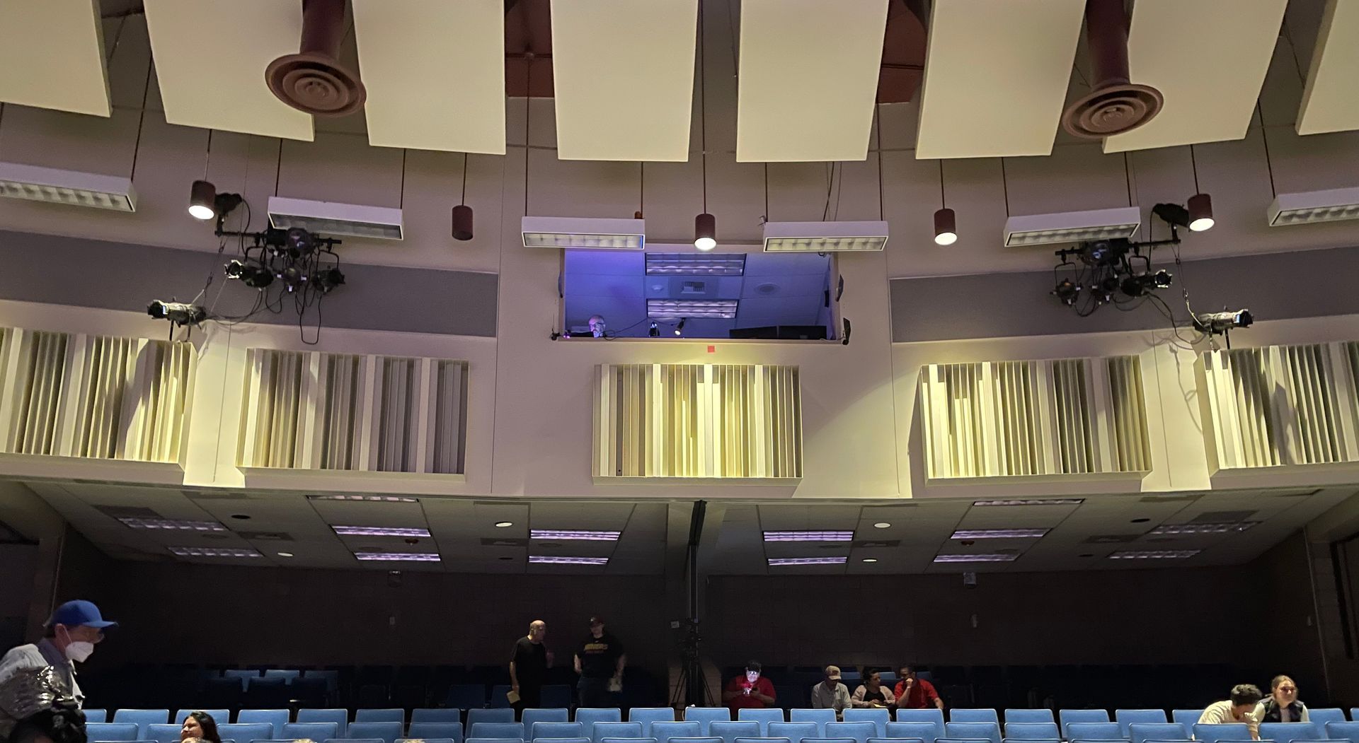 RPG style diffusers and frictional absorption in a high school auditorium