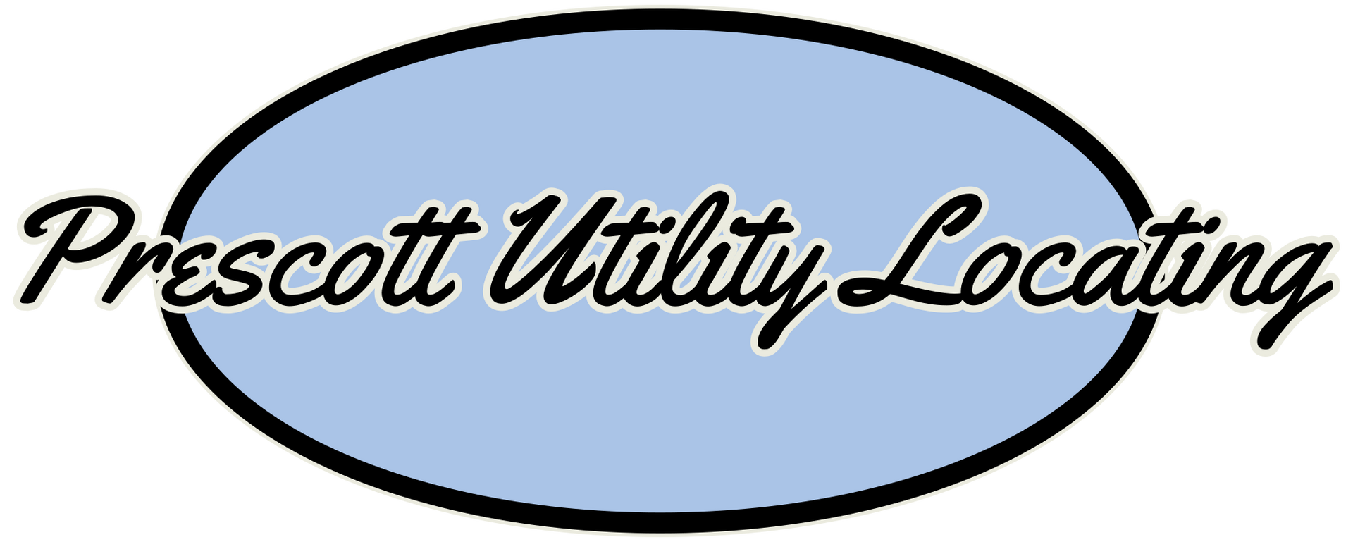 The logo for prescott utility locating is a blue oval.