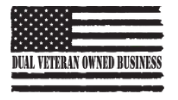 A dual veteran owned business logo with an american flag.
