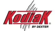 A red and white kodiak by dexter logo on a white background.